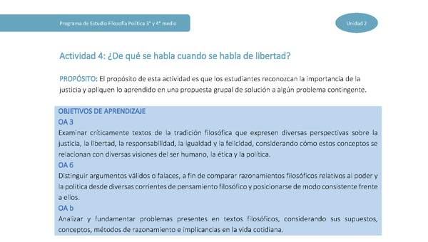 Actividad 4: ¿De qué se habla cuando se habla de libertad?