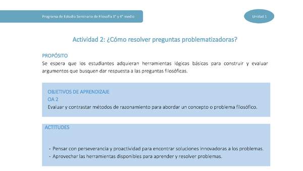 Actividad 2: ¿Cómo resolver preguntas problematizadoras?