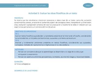 Actividad 3: Evaluar las ideas filosóficas de un texto