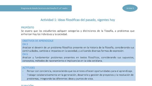 Actividad 1: Ideas filosóficas del pasado vigentes hoy