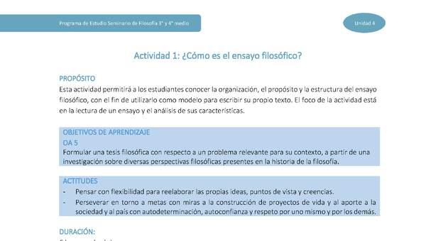Actividad 1: ¿Cómo es el ensayo filosófico?