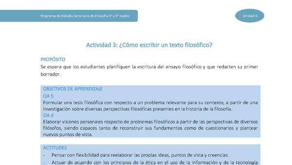 Actividad 3: ¿Cómo escribir un texto filosófico?