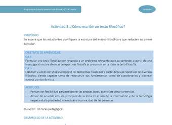 Actividad 3: ¿Cómo escribir un texto filosófico?