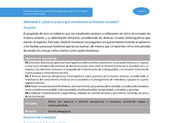 Actividad 1: ¿Qué es y para qué estudiamos la historia reciente?