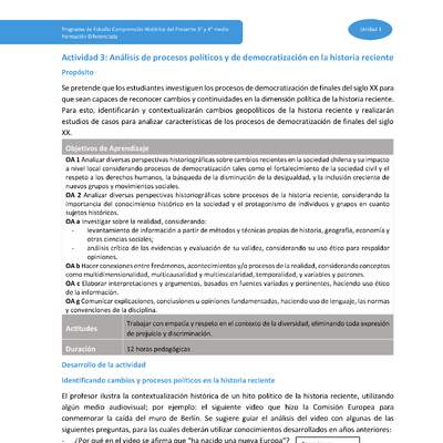 Actividad 3: Análisis de procesos políticos y de democratización en la historia reciente