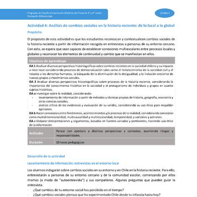 Actividad 4: Análisis de cambios sociales en la historia reciente: desde lo local a lo global