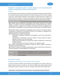 Actividad 3: Investigación sobre los sujetos históricos en las transformaciones sociales y económicas de la historia reciente de Chile