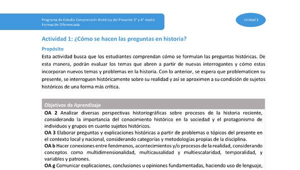 Actividad 1: ¿Cómo se hacen las preguntas en historia?