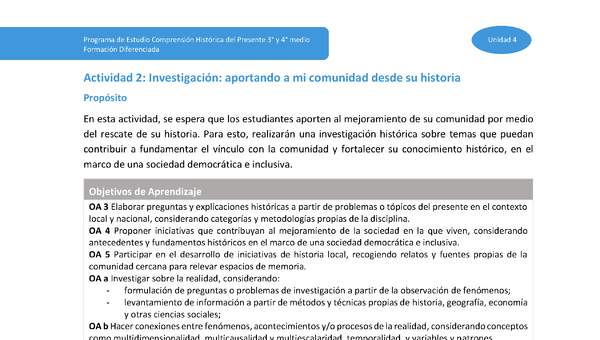 Actividad 2: Investigación: aportando a mi comunidad desde su historia