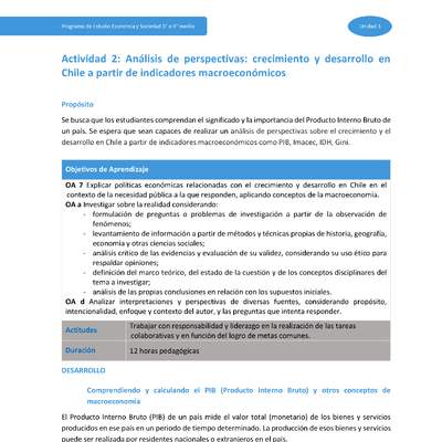 Actividad 2: Análisis de perspectivas: crecimiento y desarrollo en Chile a partir de indicadores macroeconómicos