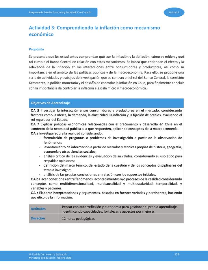 Actividad 3: Comprendiendo la inflación como mecanismo económico