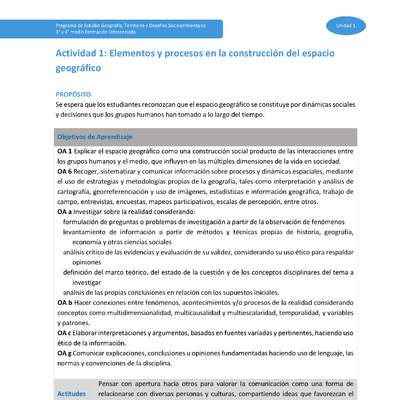 Actividad 1: Elementos y procesos en la construcción del espacio geográfico
