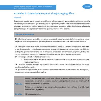 Actividad 4: Comunicando qué es el espacio geográfico