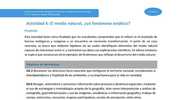 Actividad 4: El medio natural ¿un fenómeno estático?