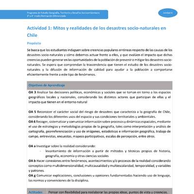 Actividad 1: Mitos y realidades de los desastres socionaturales en Chile