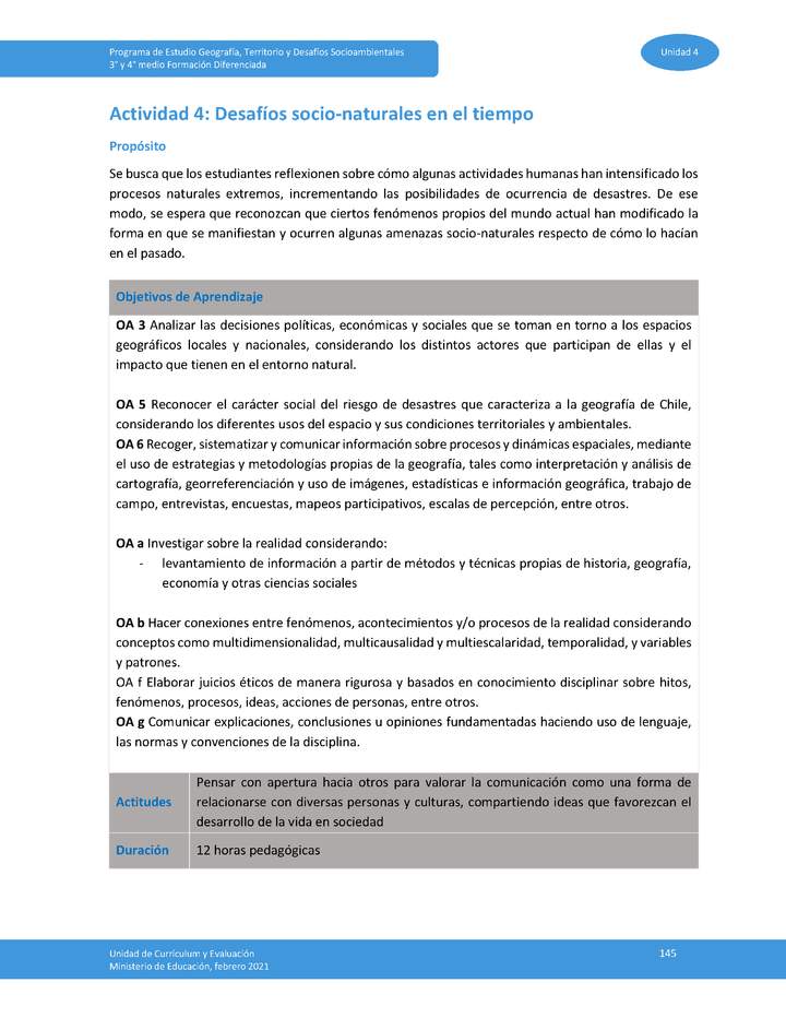 Actividad 4: Desafíos socionaturales en el tiempo