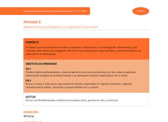 Actividad 3: Analicemos y escribamos un Abstract o Resumen
