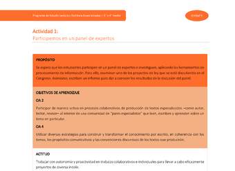 Actividad 1: Participemos en un panel de expertos