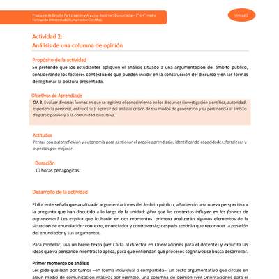 Actividad 2: Análisis de una columna de opinión