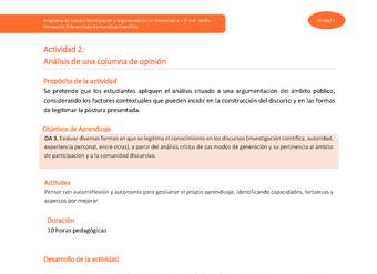 Actividad 2: Análisis de una columna de opinión