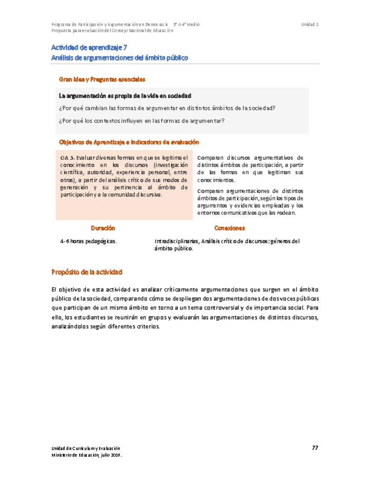 Actividad de aprendizaje 7: Análisis de argumentaciones del ámbito público