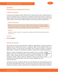 Actividad 3: Requisitos para una argumentación formal