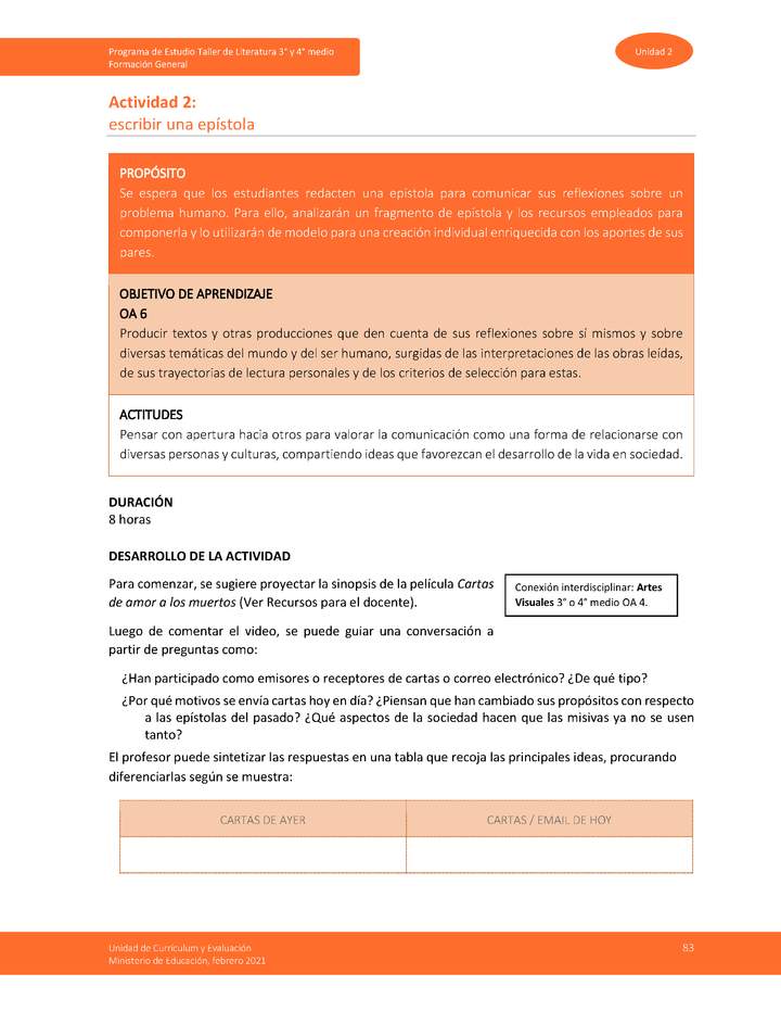 Actividad 2: Escribir una epístola