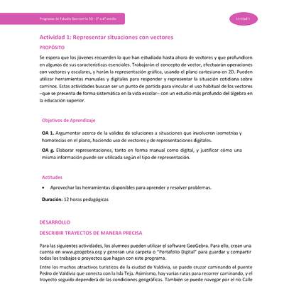 Actividad 1: Representar situaciones con vectores