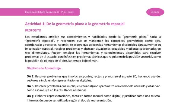 Actividad 1: Desde la geometría plana a la geometría espacial