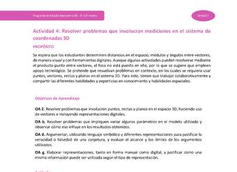 Actividad 4: Resolver problemas que involucran mediciones en el sistema de coordenadas 3D