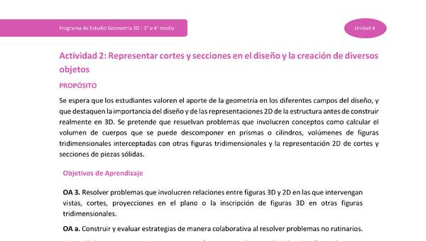 Actividad 2: Representar cortes y secciones en el diseño y creación de diversos objetos