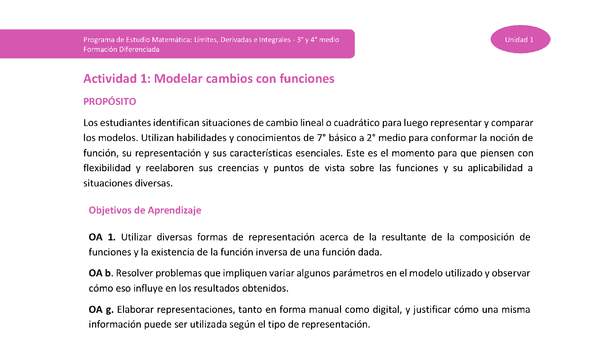 Actividad 1: Modelar cambios con funciones