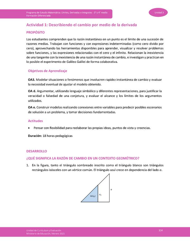 Actividad 1: Describiendo el cambio por medio de la derivada