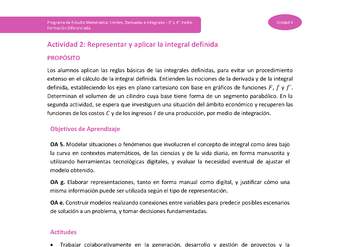 Actividad 2: Representar y aplicar la integral definida