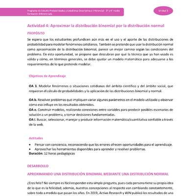 Actividad 4: Aproximar la distribución binomial por la distribución normal