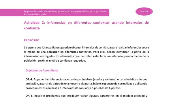 Actividad 2: Inferencias en diferentes contextos usando intervalos de confianza