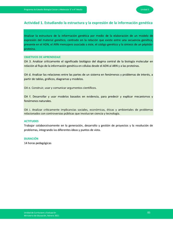 Actividad 1: Estudiando la estructura y la expresión de la información genética