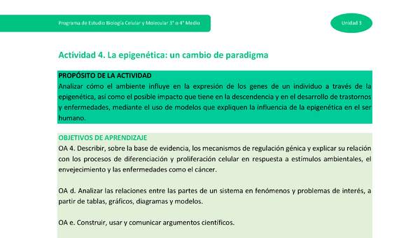 Actividad 4 - La epigenética: un cambio de paradigma