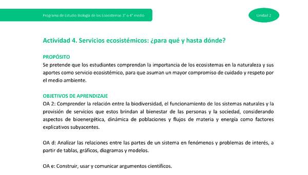 Actividad 4 - Servicios ecosistémicos: ¿para qué y hasta dónde?