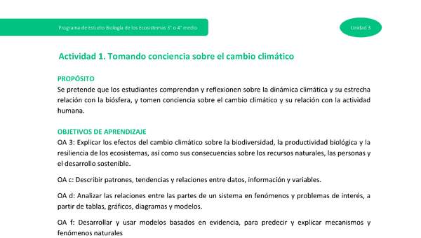 Actividad 1: Tomando conciencia sobre el cambio climático