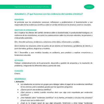 Actividad 2: ¿Y qué hacemos con las evidencias del cambio climático?