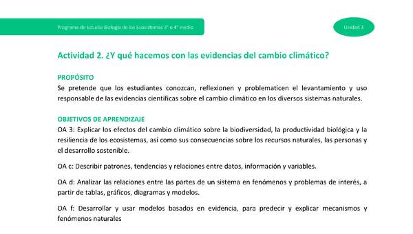 Actividad 2: ¿Y qué hacemos con las evidencias del cambio climático?