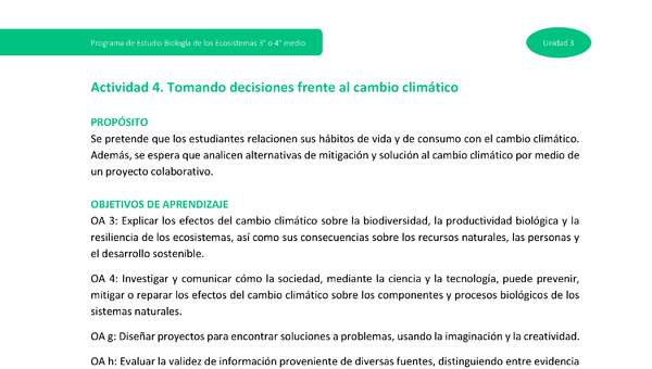 Actividad 4: Tomando decisiones frente al cambio climático