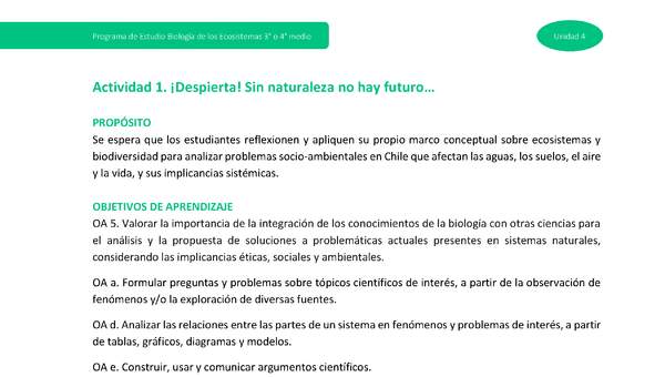 Actividad 1: ¿¡Despierta!? Sin naturaleza no hay futuro…