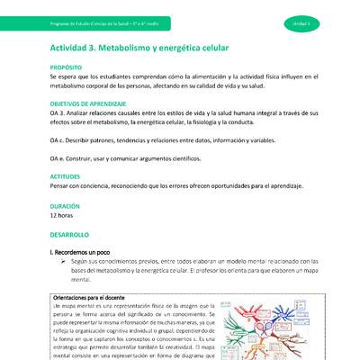 Actividad 3: Metabolismo y energética celular