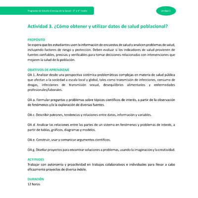 Actividad 3: ¿Cómo obtener y utilizar datos de salud poblacional?