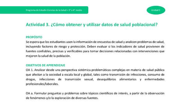 Actividad 3: ¿Cómo obtener y utilizar datos de salud poblacional?