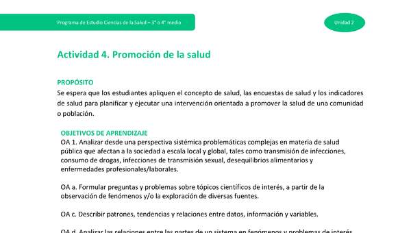 Actividad 4: Promoción de la salud