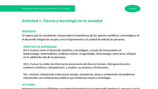 Actividad 1: Ciencia y tecnología en la sociedad