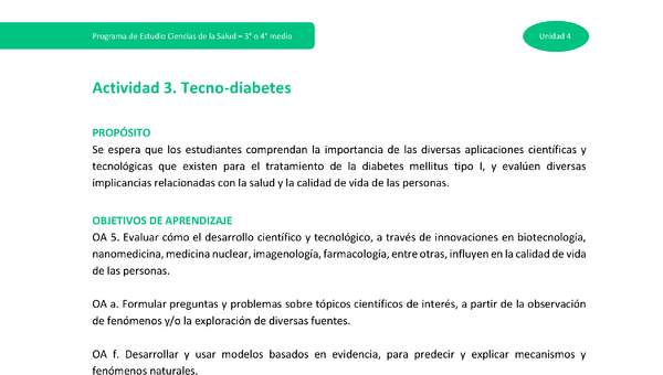 Actividad 3: Tecno – diabetes